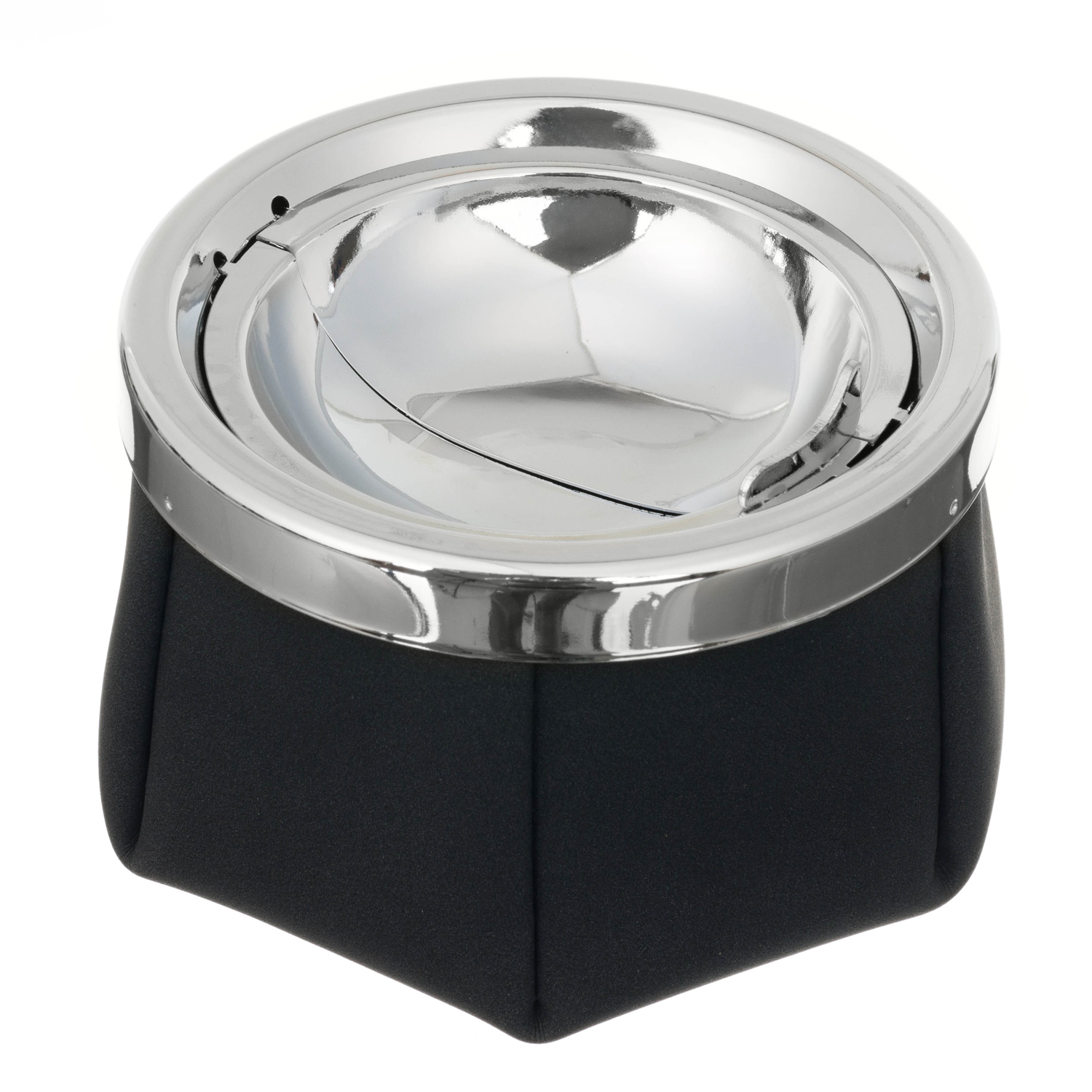 Пепельница S.Quire шестиугольная, сталь, покрытие хром, черная краска, искусств кожа, черная, 110 мм