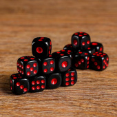 Кости игральные 1.2х1.2 см, черные, красные точки, 1723712