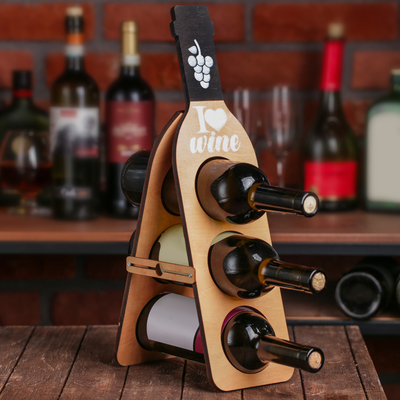 Подставка под 3 бутылки "I love wine", 46 х 12,6 см. 4262541
