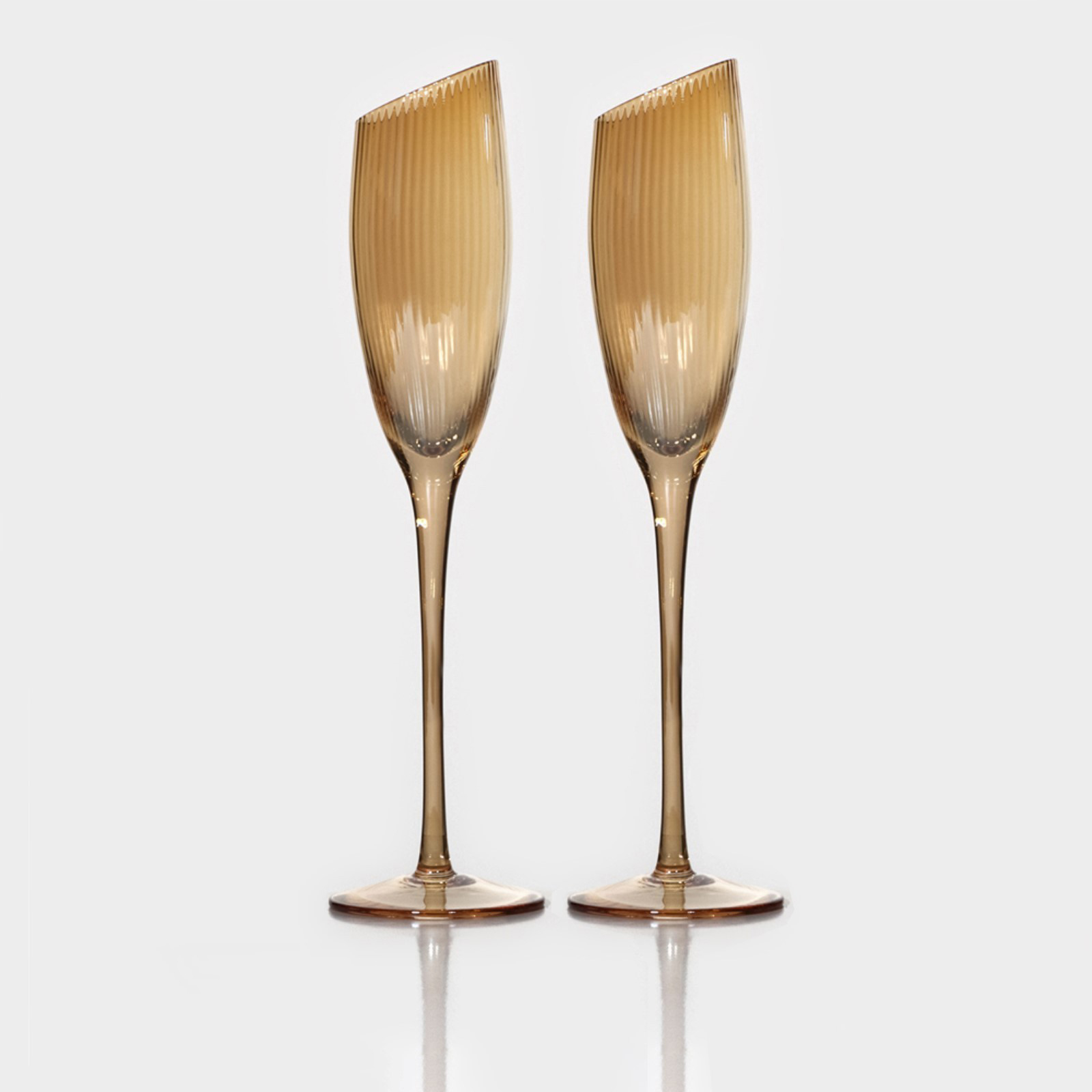 Набор бокалов для шампанского "Иллюзия" 180 мл, 2 шт,бронза 7520410