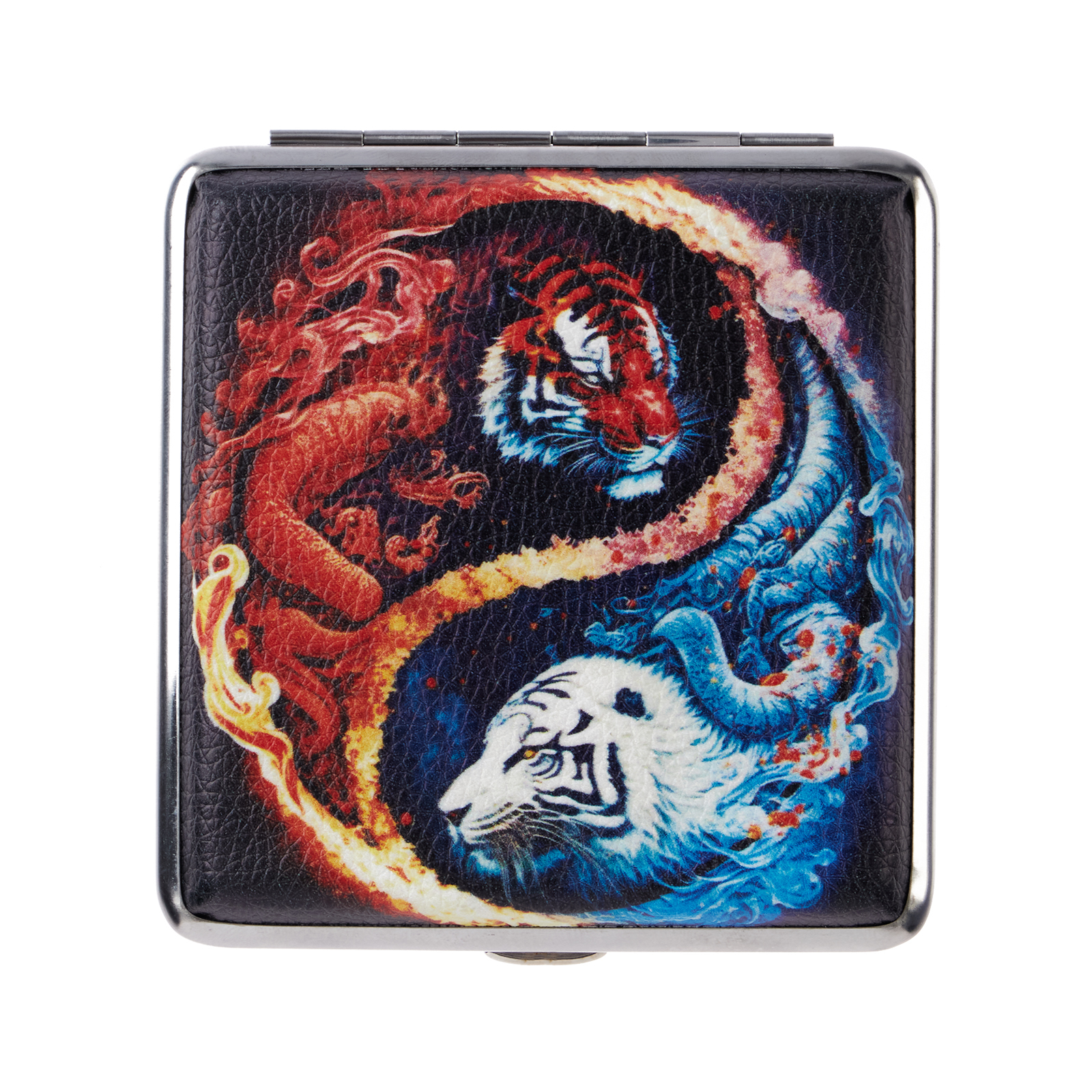 Портсигар на 20 сигарет "Тигры Инь и Ян" 9.5 х 9.5 см   10553102