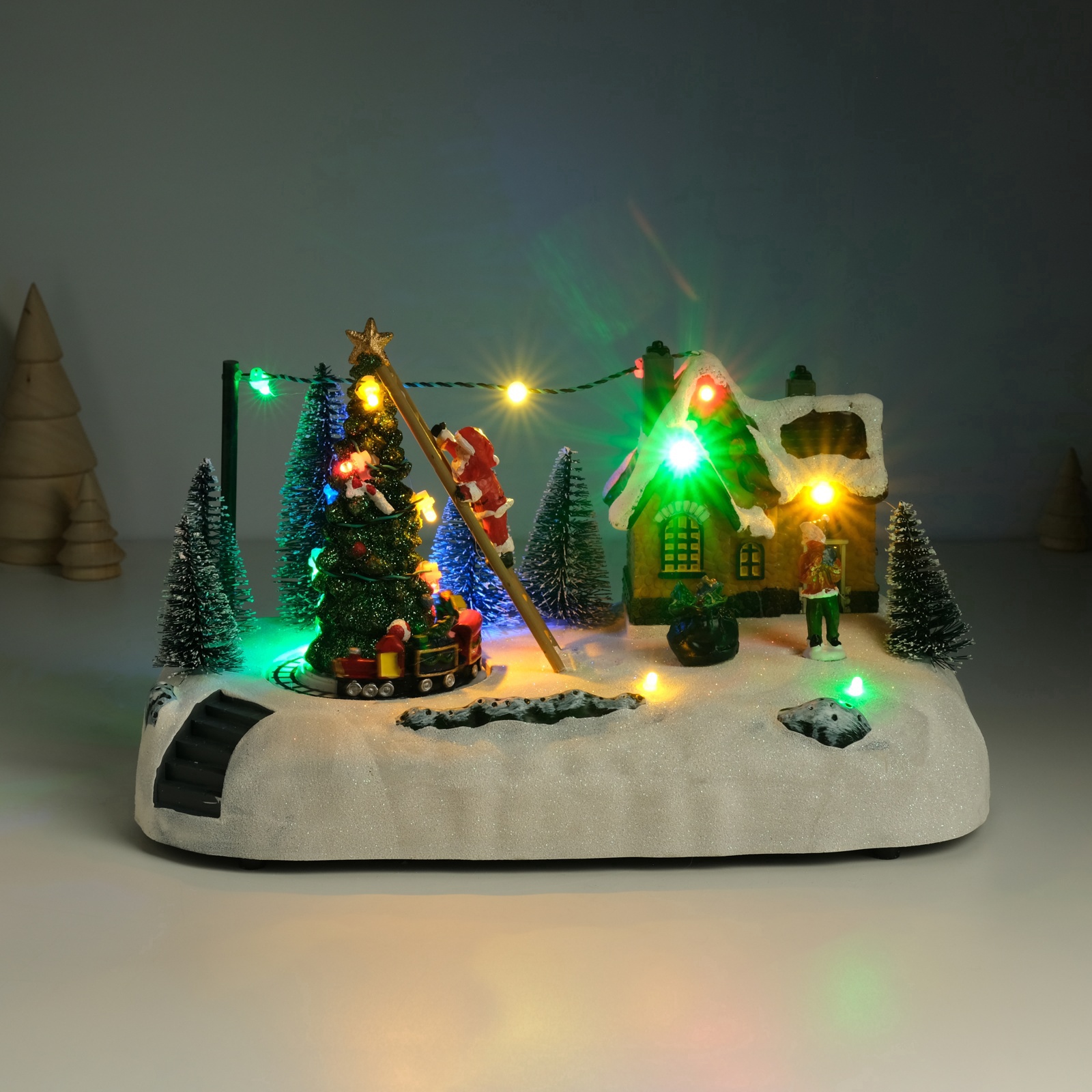 Сувенир свет "Дед Мороз украшает ёлочку" крутится 26,5х16х17,5 см 10338278