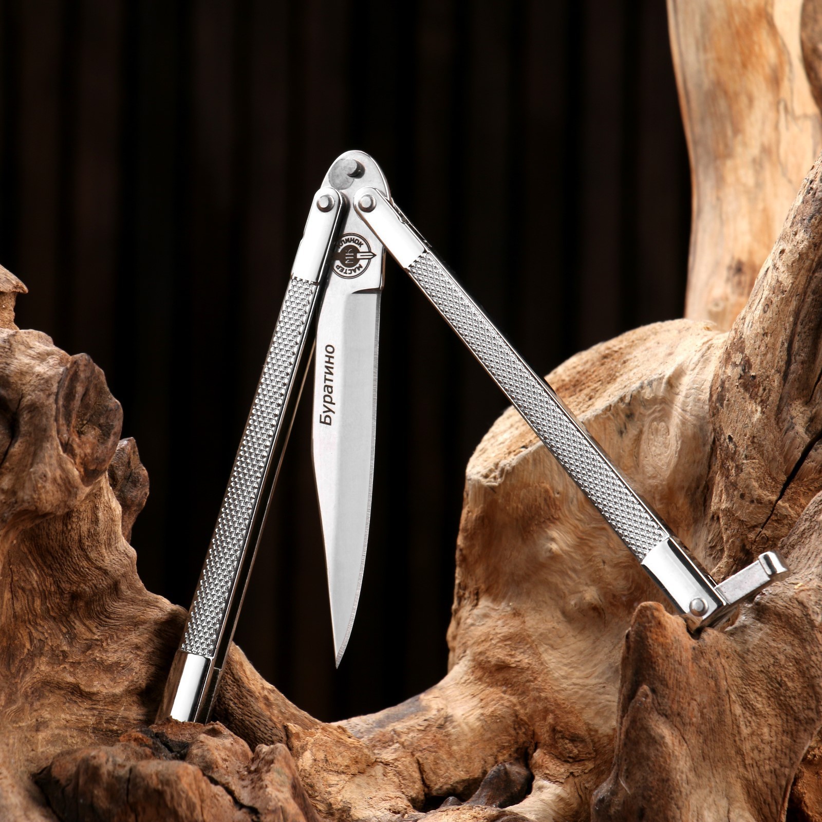 Нож-бабочка "Буратино" 19см, клинок 82мм/1,9мм, сталь 420 7760724