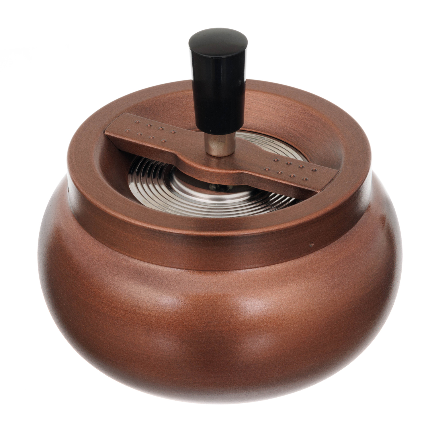 Пепельница S.Quire круглая, сталь, покрытие хром, бронзовая краска, бронзовая, с черной ручкой, 130