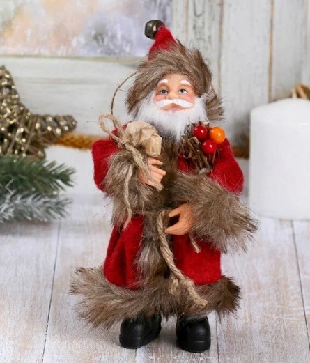 Дед Мороз "В красной шубке, с хворостом" 16 см 4316753