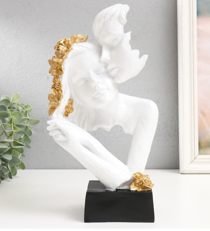 Бюст фигурка «Пара: Нежность», белый с золотом, 29.5×7×16 см 9604709