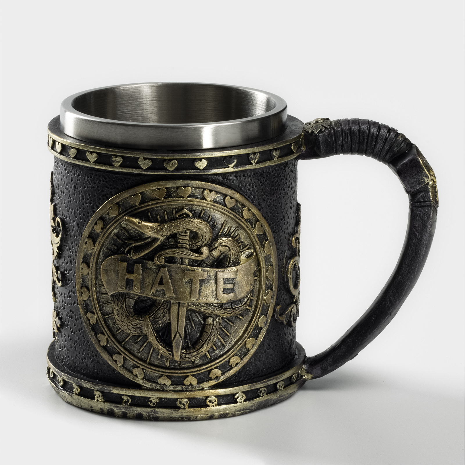 Кружка из нержавеющей стали «HATE», 400 мл, цвет серебристый 9685842