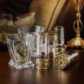 Набор стопок "Дракон" 4шт + набор бокалов д/виски 2шт. в подар.уп. 13000480