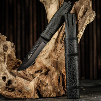 Нож тактический "Альфа" 22,8см, клинок 108мм/2,9мм, со стеклобоем, черный 4679966