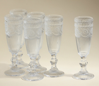 Набор бокалов для шампанскго стеклянный SL Home «Ларго», 160 мл, 6,7×20 см, 6 шт, цвет прозрачный