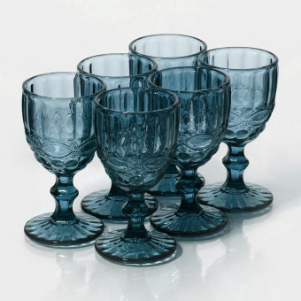 Набор бокалов из стекла Magistro «Ла-Манш», 250 мл, 9×17 см, 6 шт, цвет синий