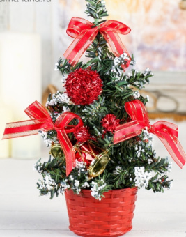 Декор "Елка и снег" 20 см, красная 717967