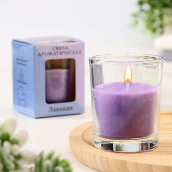 Свеча ароматическая в стекле 5х6см, лаванда 3664979 Свеча ароматическая в стекле 5х6см, лаванда 3664979