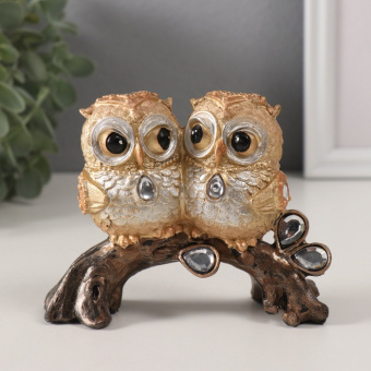 Сувенир "Совята на коряге с зеркальными листьями" 12,5х5,5х9,5 см 10323426