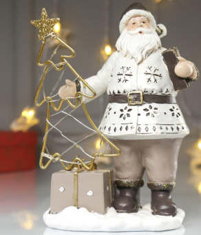 Сувенир полистоун свет "Дед Мороз у ёлочки - снежинки" 22,5х9,5х16 см 4838527