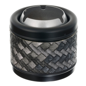 Пепельница S.Quire круглая, сталь, покрытие хром и черная краска, искусств кожа, графитовая, 93 мм