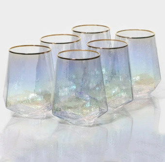 Набор стаканов стеклянных Magistro «Дарио», 450 мл, 10×11,5 см, 6 шт, цвет перламутровый