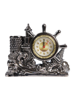 Часы органайзер для канцелярии будильник «Штурвал», 14×17×4 см 10762685