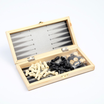 Шахматы нарды шашки «Шелест», 3 в 1, классические, 24×24 см 2797364