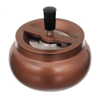 Пепельница S.Quire круглая, сталь, покрытие хром, бронзовая краска, бронзовая, с черной ручкой, 130