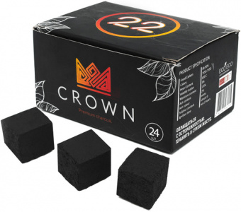 Уголь для кальяна Crown кокосовый 24 куб 22 мм