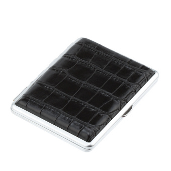 Портсигар S.Quire, нержавеющая сталь, искуственная кожа, чёрный, 7,4х9,5х1,8 см