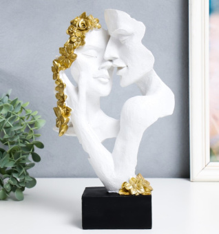 Бюст фигурка «Пара: Страсть. Цветы», белый с золотом, 6.5×18.5×30.5 см 9304495